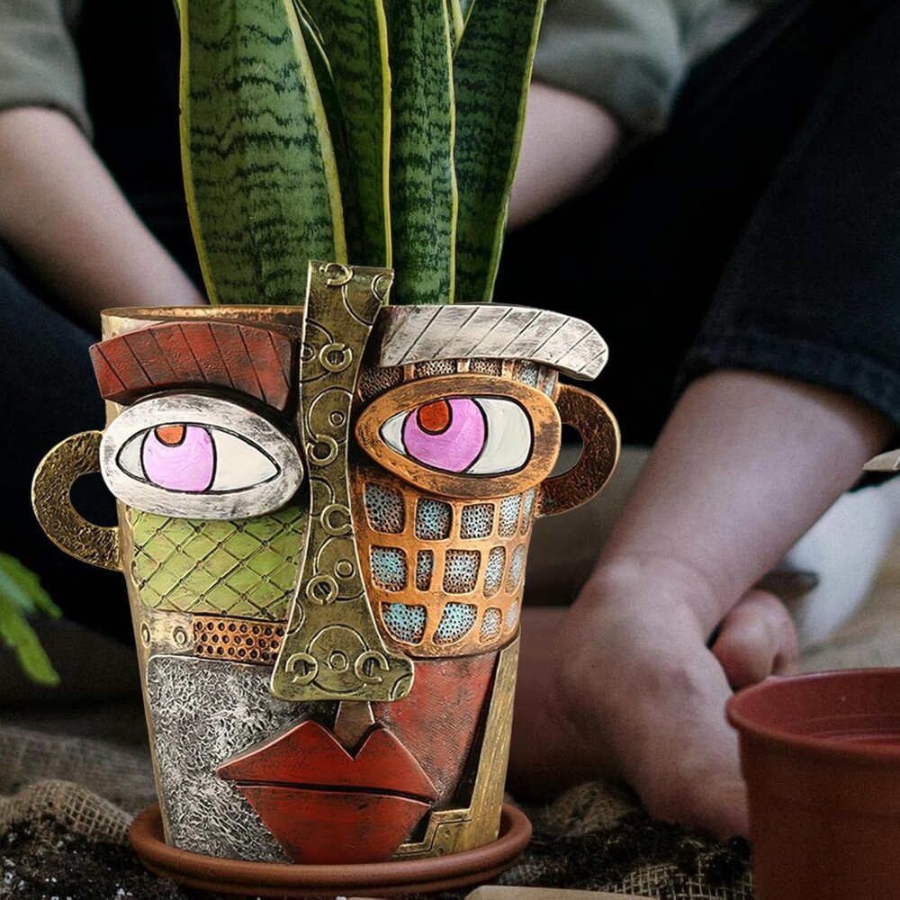 Abstract Face Planters Pots Head,Unique Head Planter for Indoor Plants,Funny Fac - Picture 8 of 8